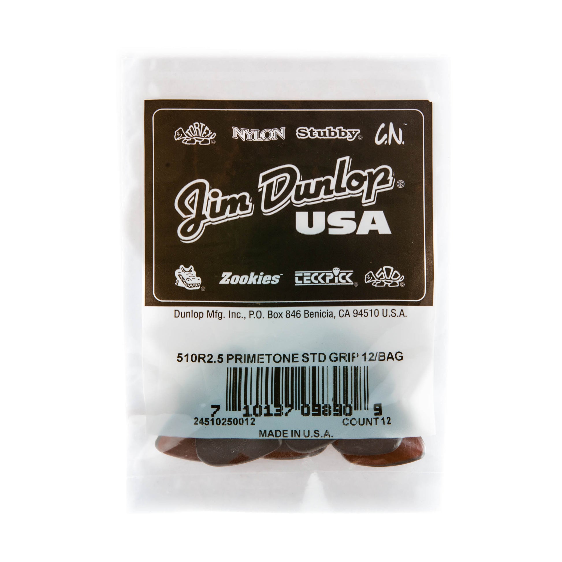 Jim Dunlop DUNLOP PRIMETONE 2.5mm STANDARD GRIP PICK GUITAR PICK REFILL BAG 12-PACK - 510R250