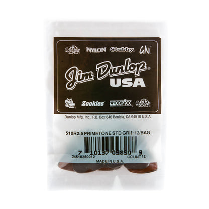 Jim Dunlop DUNLOP PRIMETONE 2.5mm STANDARD GRIP PICK GUITAR PICK REFILL BAG 12-PACK - 510R250