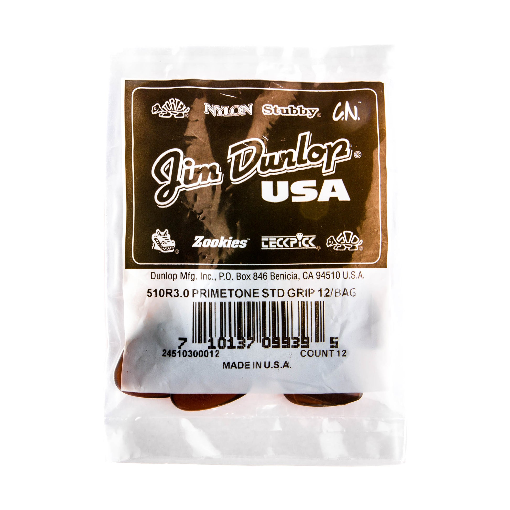 Jim Dunlop DUNLOP PRIMETONE 3.0mm STANDARD GRIP PICK GUITAR PICK REFILL BAG 12-PACK - 510R300