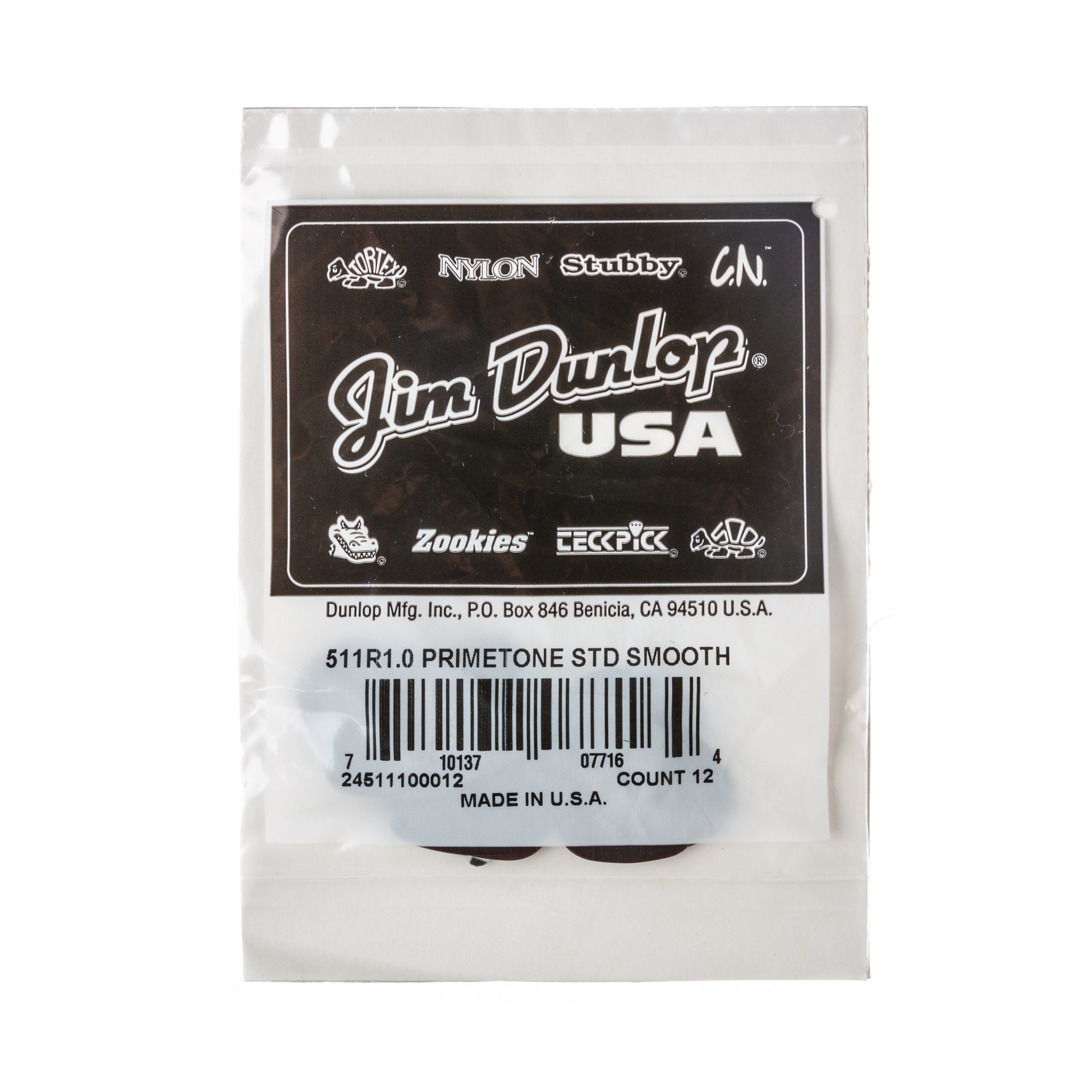 Jim Dunlop DUNLOP PRIMETONE 1.0mm STANDARD SMOOTH PICK GUITAR PICK PLAYER'S PACK 12-PACK - 511R100