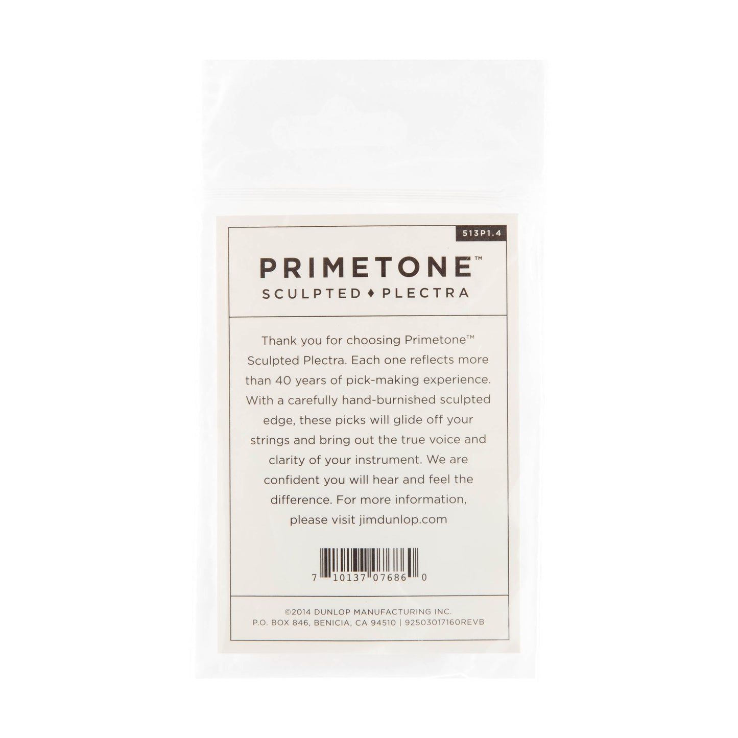 Jim Dunlop DUNLOP PRIMETONE 1.4mm TRIANGLE SMOOTH PICK GUITAR PICK PLAYER'S PACK 03-PACK - 513P140