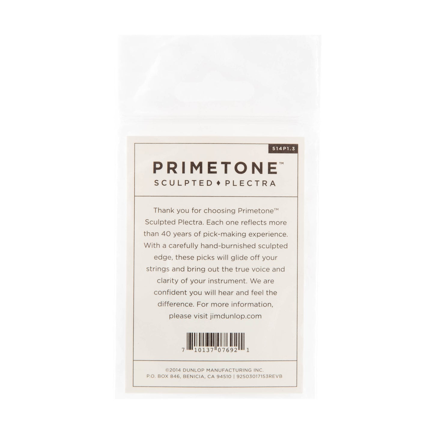 Jim Dunlop DUNLOP PRIMETONE 1.3mm SEMI ROUND GRIP PICK GUITAR PICK PLAYER'S PACK 03-PACK - 514P130