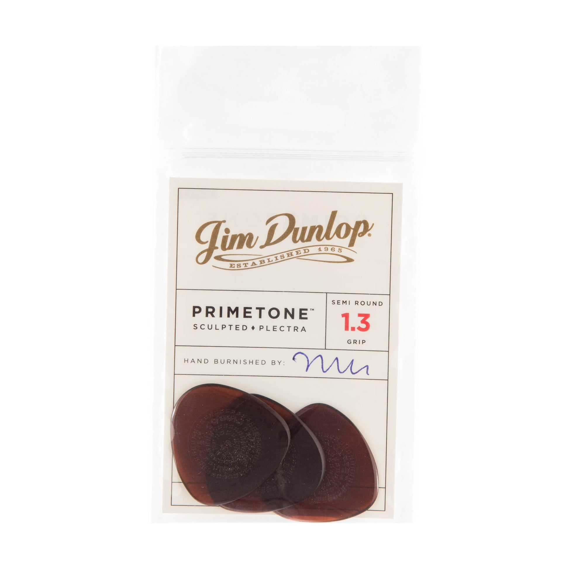 Jim Dunlop DUNLOP PRIMETONE 1.3mm SEMI ROUND GRIP PICK GUITAR PICK PLAYER'S PACK 03-PACK - 514P130