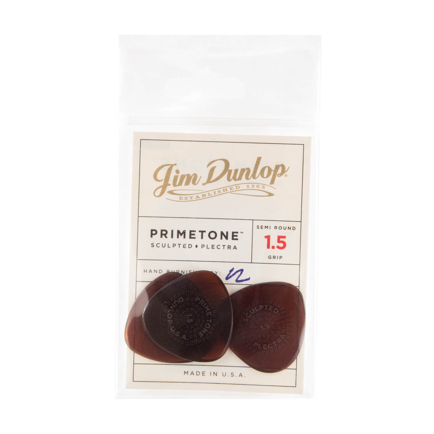 Jim Dunlop DUNLOP PRIMETONE 1.5mm SEMI ROUND GRIP PICK GUITAR PICK PLAYER'S PACK 03-PACK - 514P150