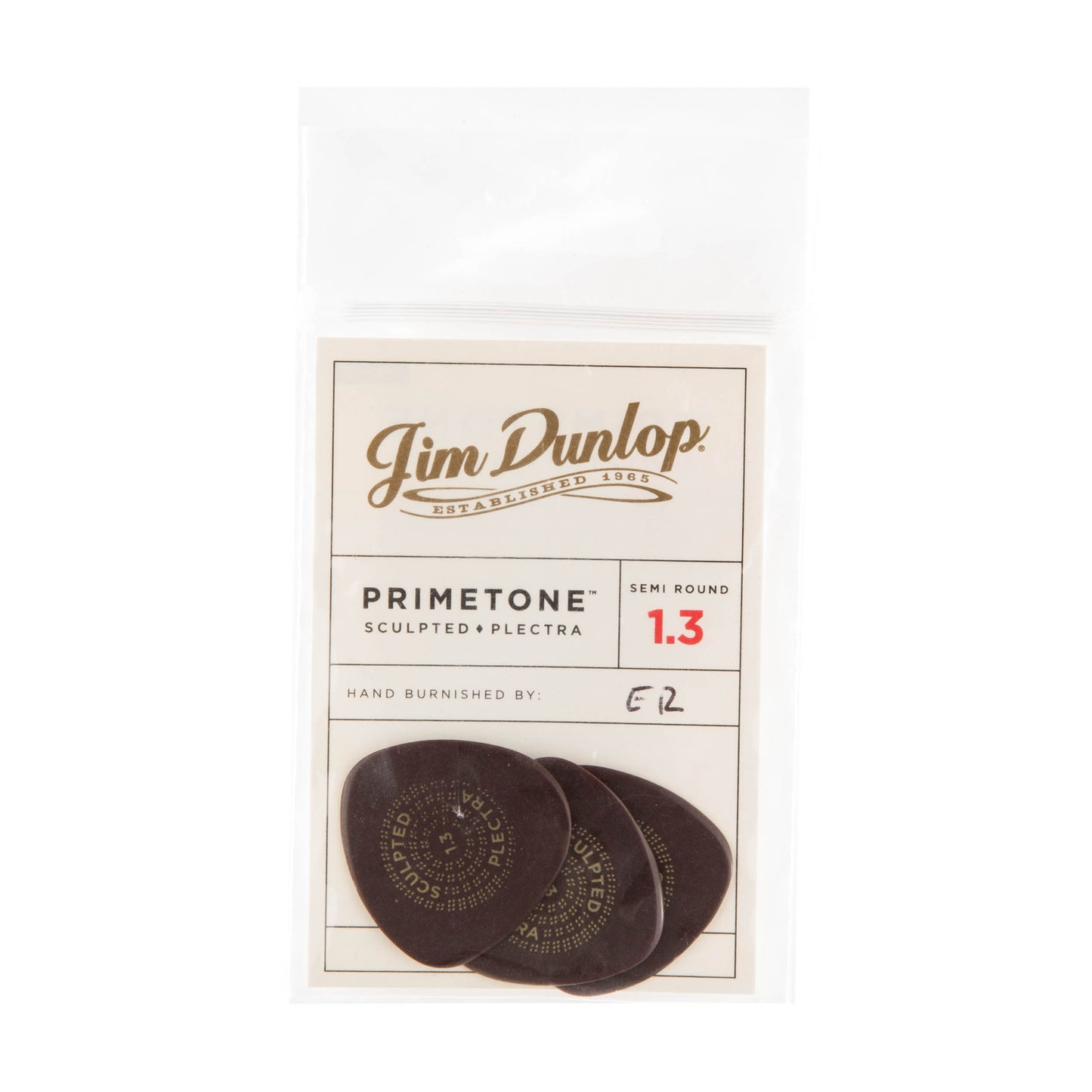 Jim Dunlop DUNLOP PRIMETONE 1.3mm SEMI ROUND SMOOTH GRIP PICK GUITAR PICK PLAYER'S PACK 03-PACK - 515P130