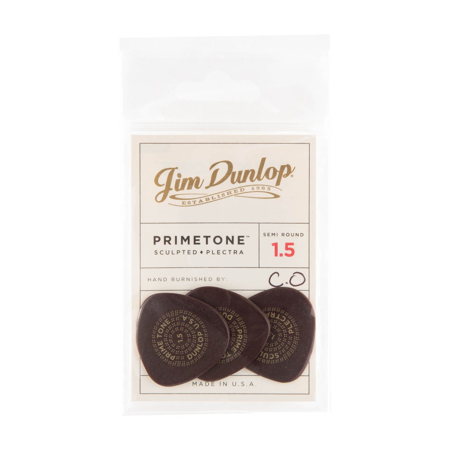 Jim Dunlop DUNLOP PRIMETONE 1.5mm SEMI ROUND SMOOTH GRIP PICK GUITAR PICK PLAYER'S PACK 03-PACK - 515P150