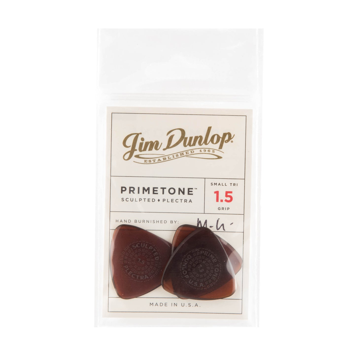 Jim Dunlop DUNLOP PRIMETONE 1.5mm SMALL TRIANGLE GRIP PICK GUITAR PICK PLAYER'S PACK 03-PACK - 516P150