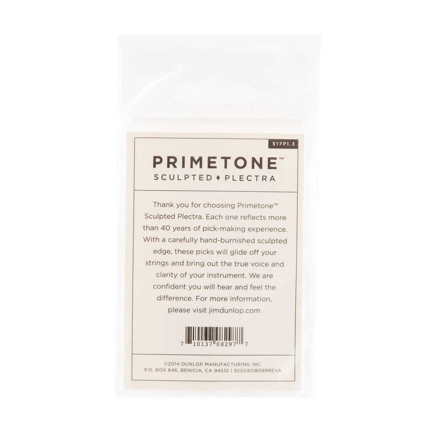 Jim Dunlop DUNLOP PRIMETONE 1.3mm SMALL TRIANGLE SMOOTH PICK GUITAR PICK PLAYER'S PACK 03-PACK - 517P130