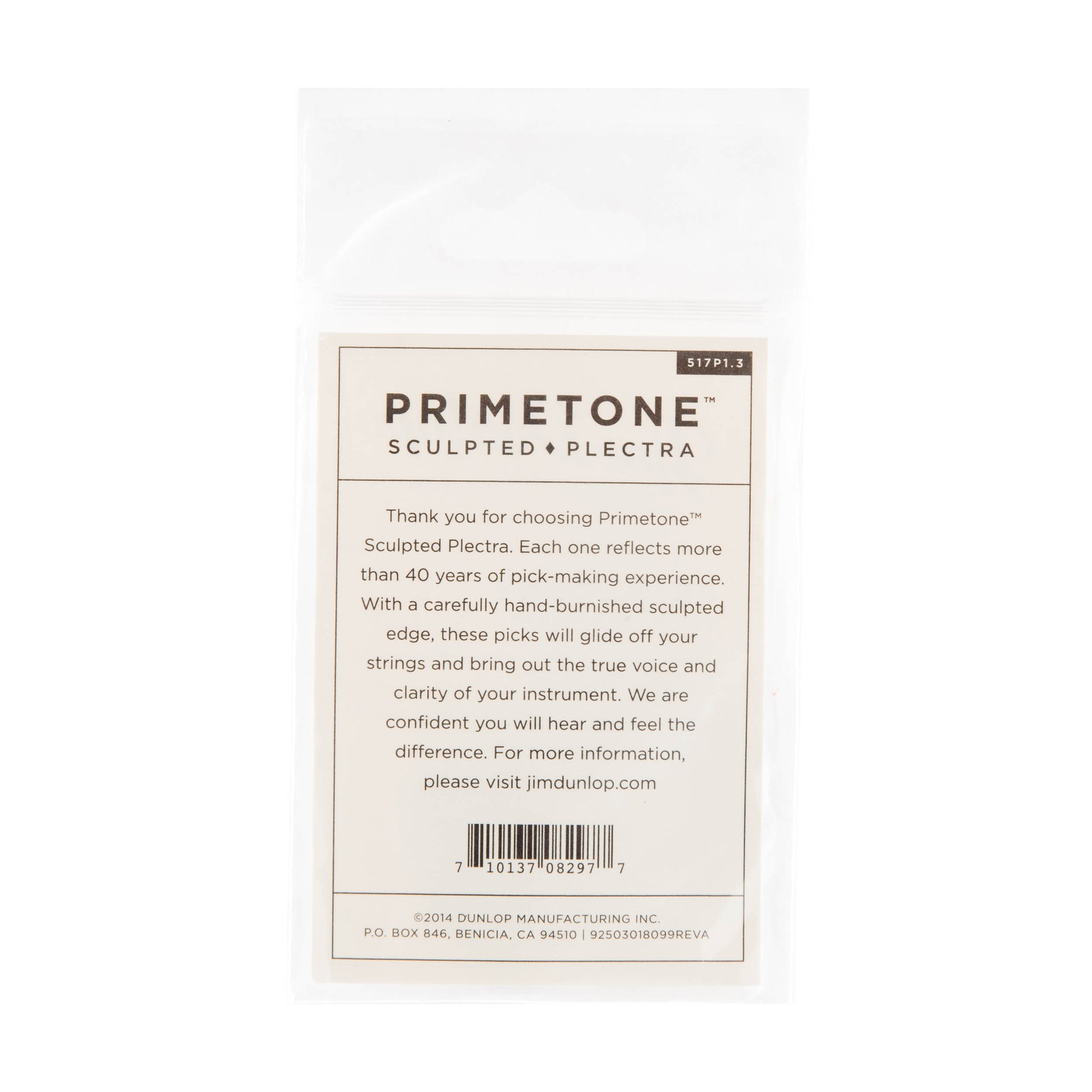 Jim Dunlop DUNLOP PRIMETONE 1.3mm SMALL TRIANGLE SMOOTH PICK GUITAR PICK PLAYER'S PACK 03-PACK - 517P130