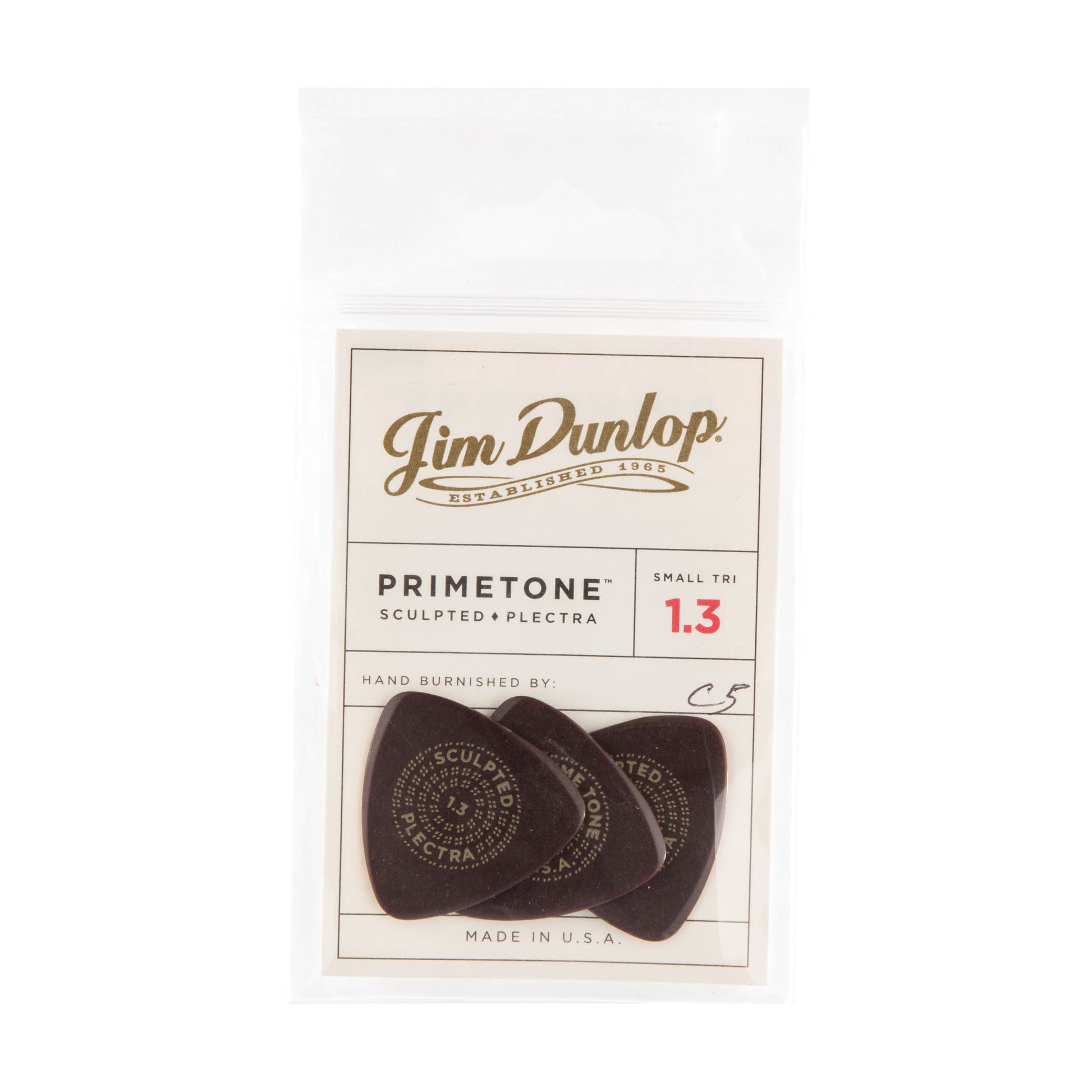 Jim Dunlop DUNLOP PRIMETONE 1.3mm SMALL TRIANGLE SMOOTH PICK GUITAR PICK PLAYER'S PACK 03-PACK - 517P130