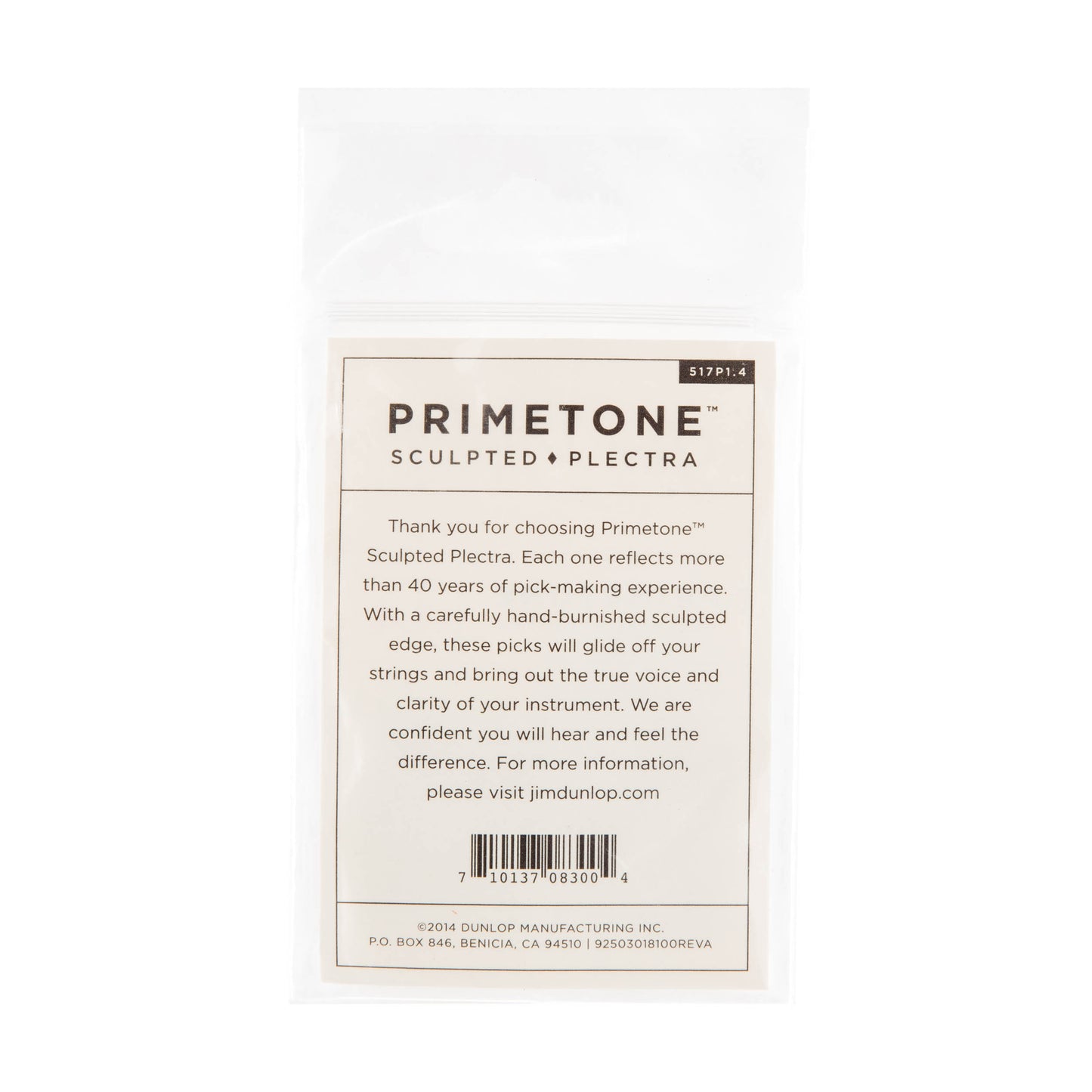 Jim Dunlop DUNLOP PRIMETONE 1.4mm SMALL TRIANGLE SMOOTH PICK GUITAR PICK PLAYER'S PACK 03-PACK - 517P140