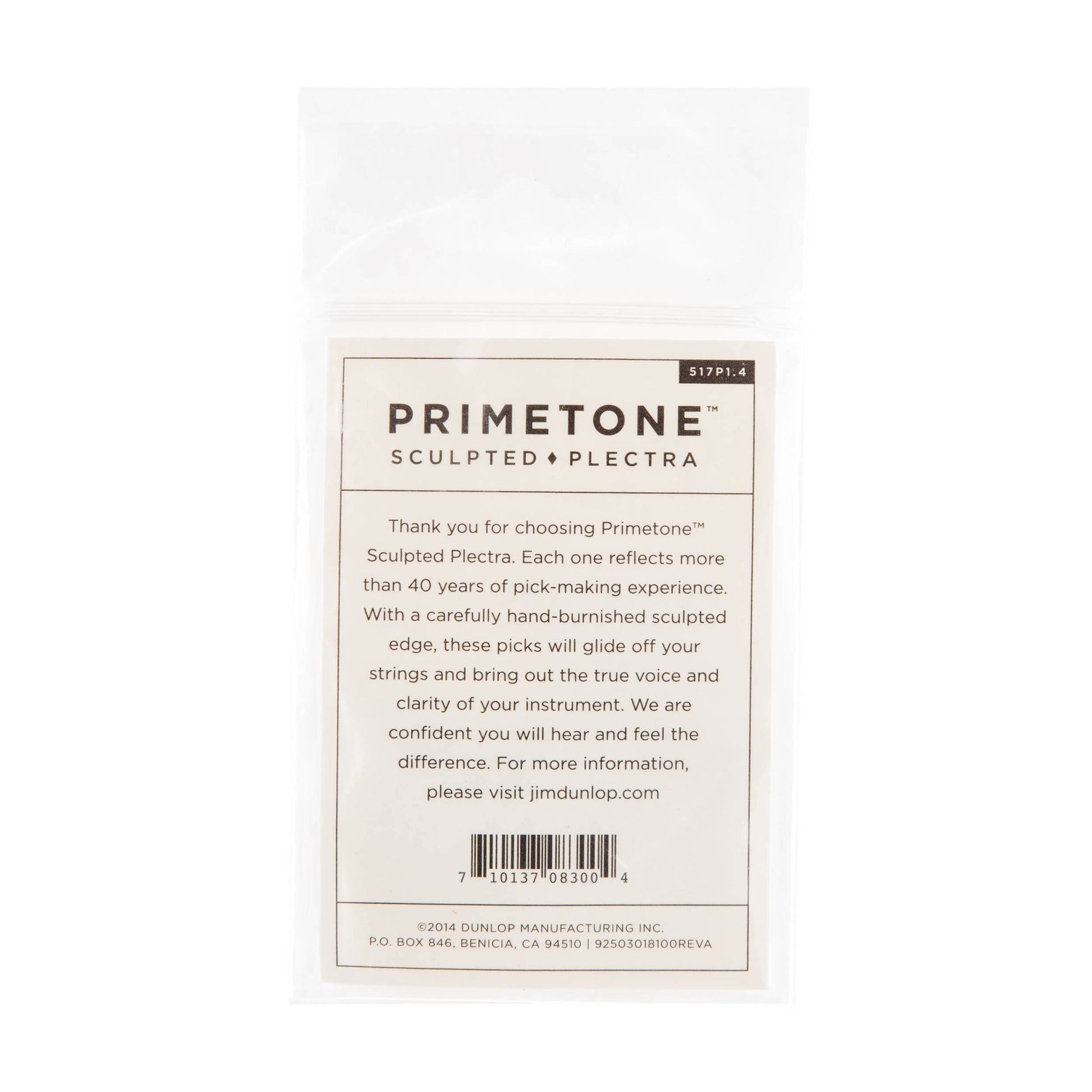 Jim Dunlop DUNLOP PRIMETONE 1.4mm SMALL TRIANGLE SMOOTH PICK GUITAR PICK PLAYER'S PACK 03-PACK - 517P140