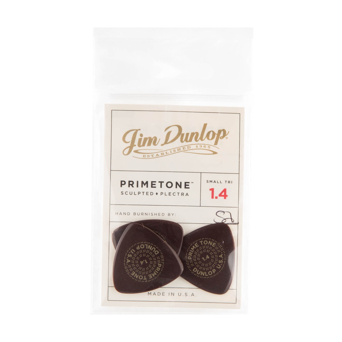 Jim Dunlop DUNLOP PRIMETONE 1.4mm SMALL TRIANGLE SMOOTH PICK GUITAR PICK PLAYER'S PACK 03-PACK - 517P140