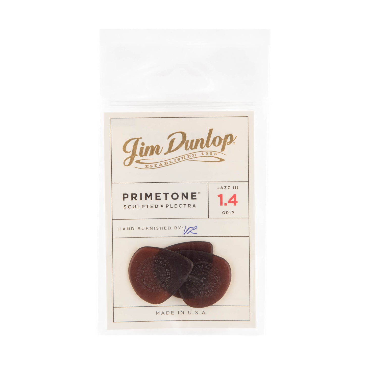 Jim Dunlop DUNLOP PRIMETONE 1.4mm JAZZ III GRIP PICK GUITAR PICK PLAYER'S PACK 03-PACK - 518P140