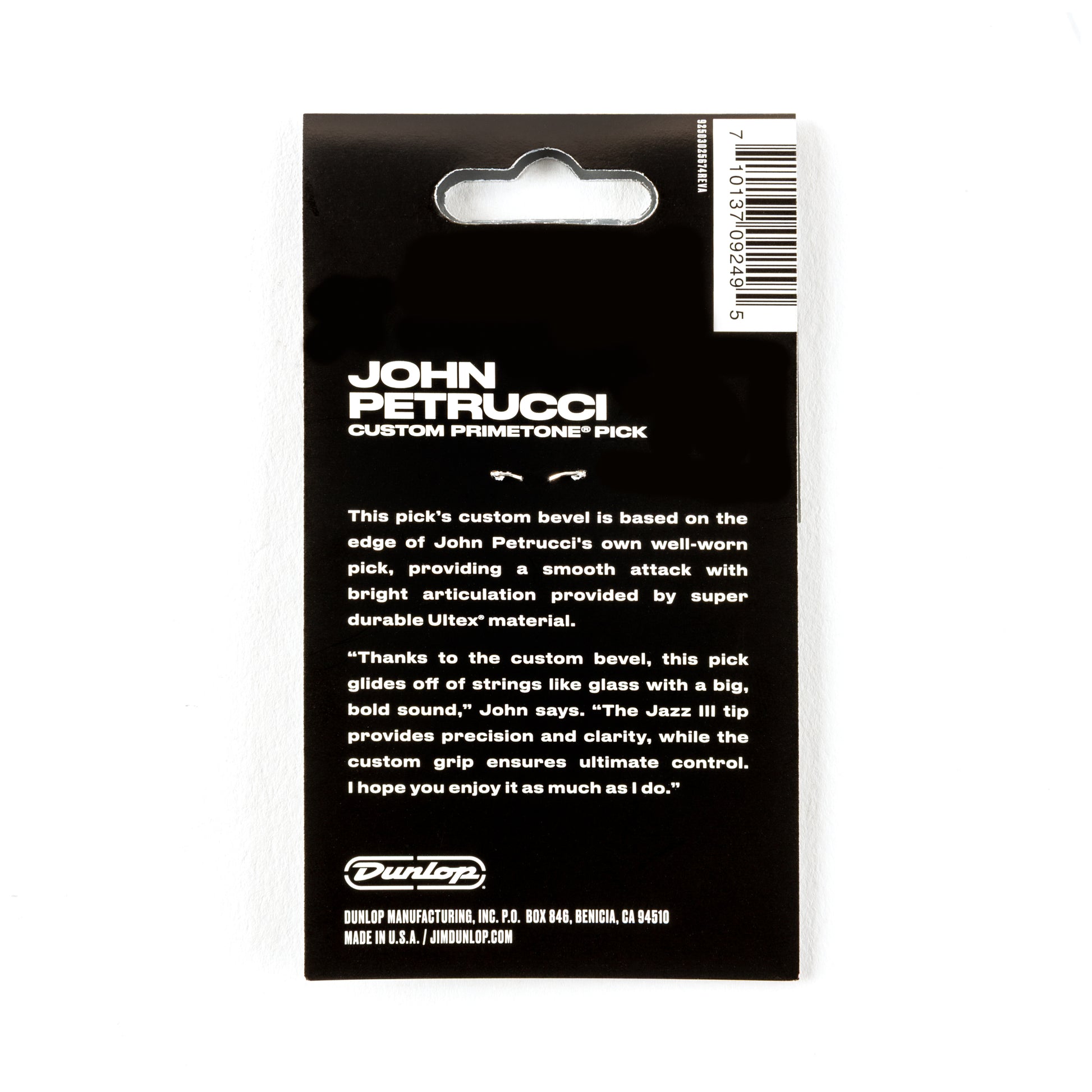 Jim Dunlop DUNLOP JOHN PETRUCCI PRIMETONE 1.38mm JAZZ III BLACK GUITAR PICK PLAYER'S PACK 03-PACK - 518PJPBK