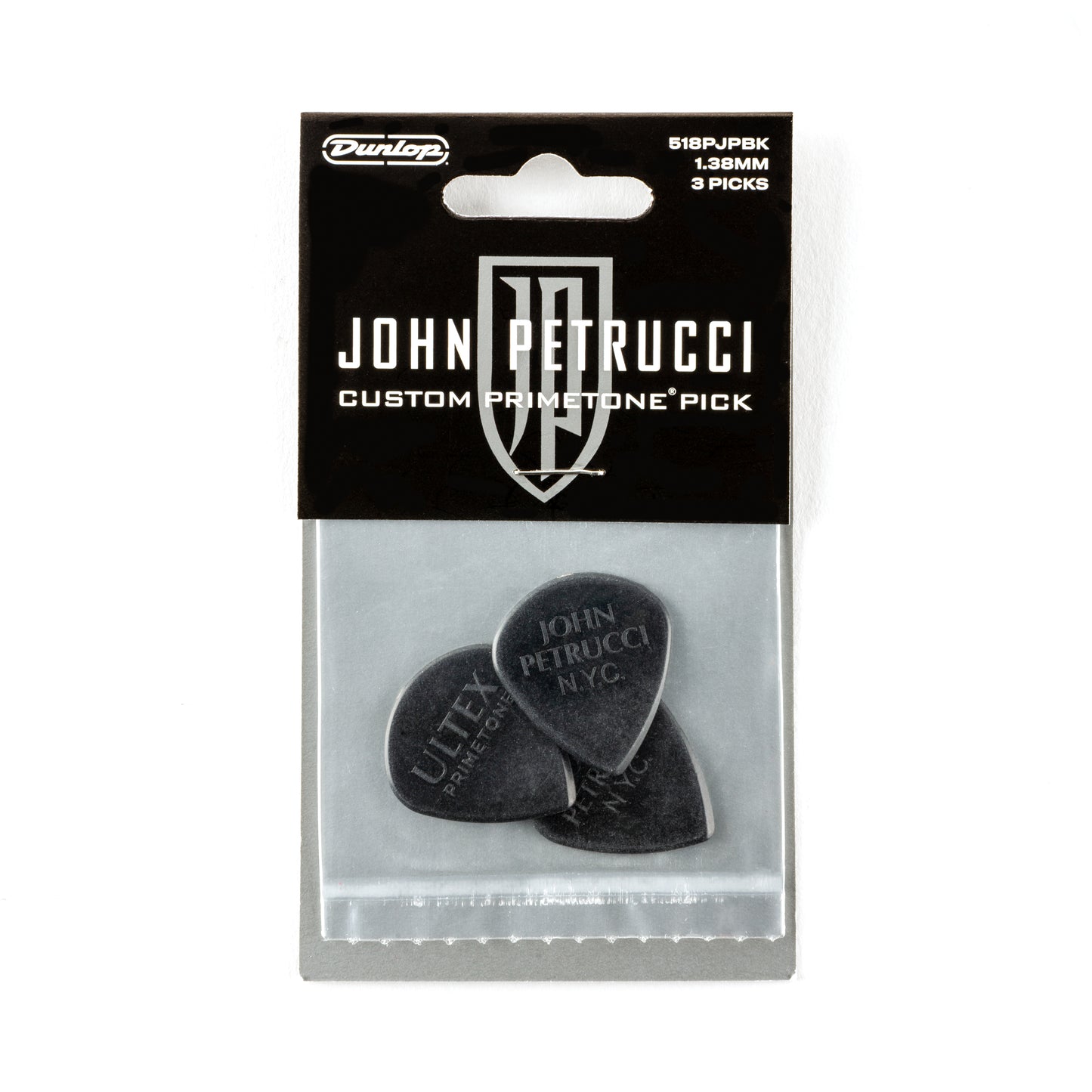 Jim Dunlop DUNLOP JOHN PETRUCCI PRIMETONE 1.38mm JAZZ III BLACK GUITAR PICK PLAYER'S PACK 03-PACK - 518PJPBK