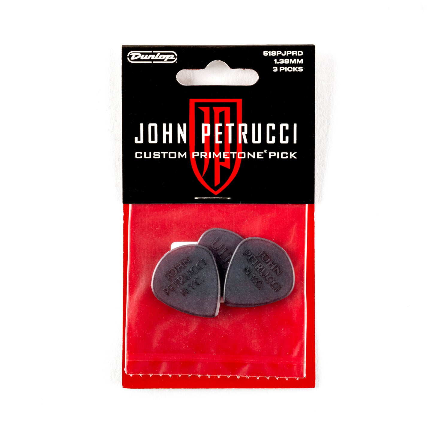 Jim Dunlop DUNLOP JOHN PETRUCCI PRIMETONE 1.38mm JAZZ III OXBLOOD GUITAR PICK PLAYER'S PACK 03-PACK - 518PJPRD