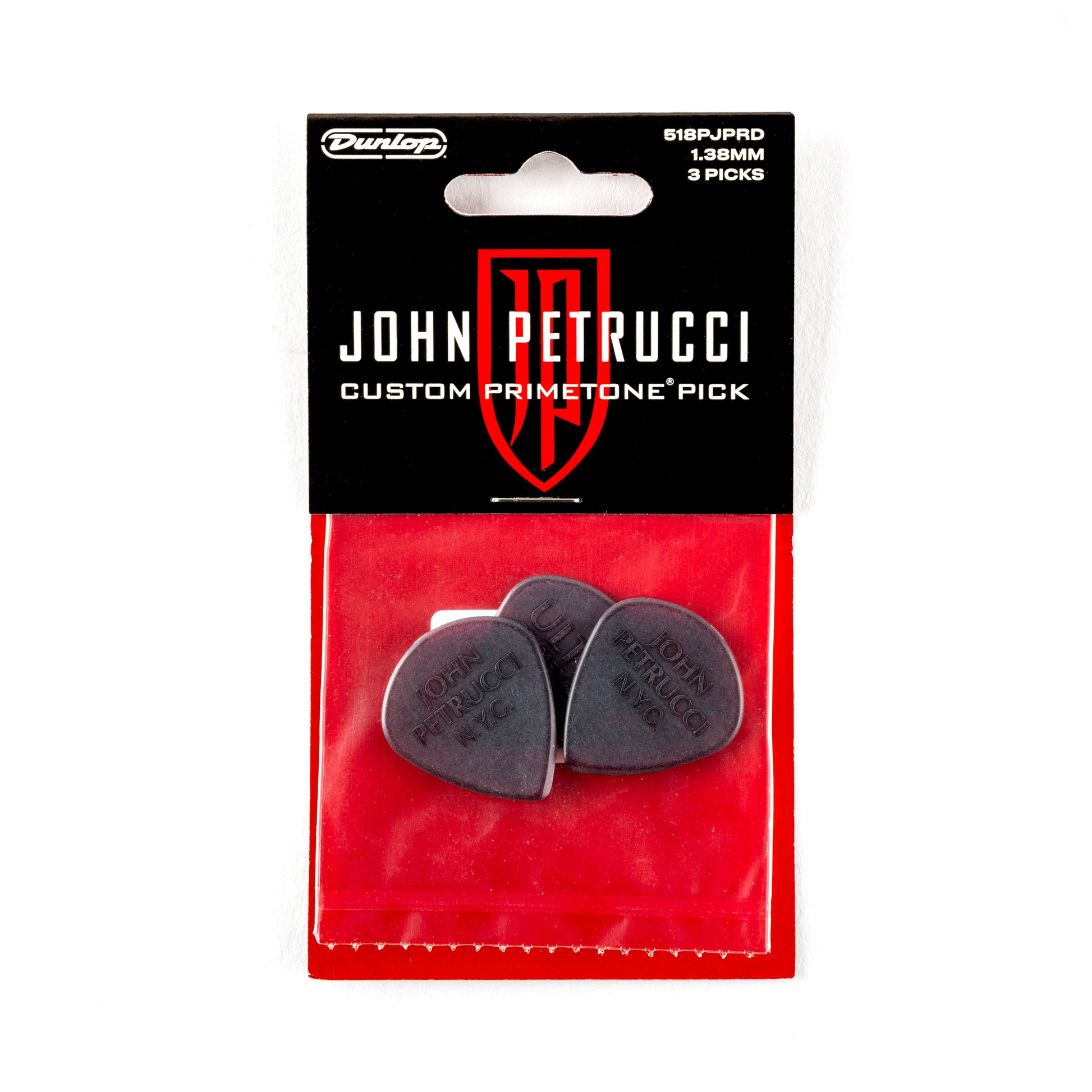 Jim Dunlop DUNLOP JOHN PETRUCCI PRIMETONE 1.38mm JAZZ III OXBLOOD GUITAR PICK PLAYER'S PACK 03-PACK - 518PJPRD