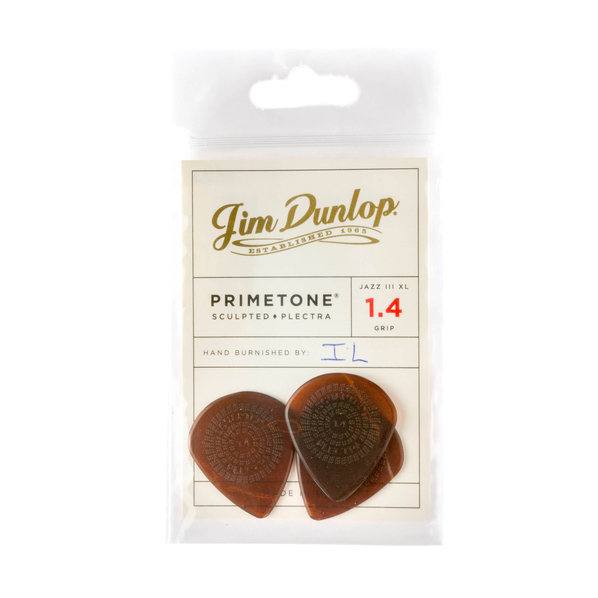 Jim Dunlop DUNLOP PRIMETONE 1.4mm JAZZ III XL GRIP PICK GUITAR PICK PLAYER'S PACK 03-PACK - 520P140