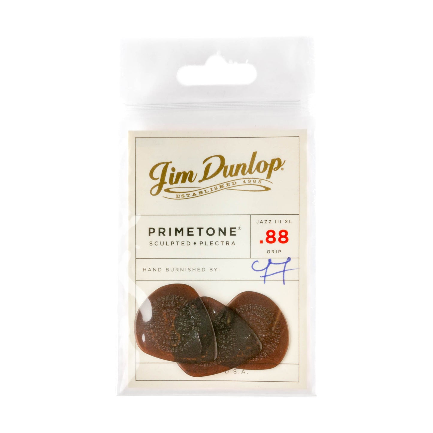 Jim Dunlop DUNLOP PRIMETONE .88mm JAZZ III XL GRIP PICK GUITAR PICK PLAYER'S PACK 03-PACK - 520P088