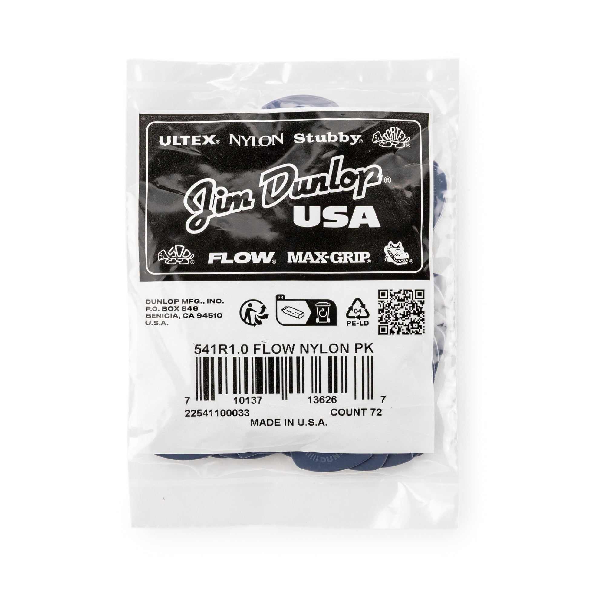 Jim Dunlop DUNLOP FLOW 1.0mm NYLON GUITAR PICK REFILL BAG 72-PACK - 541R100
