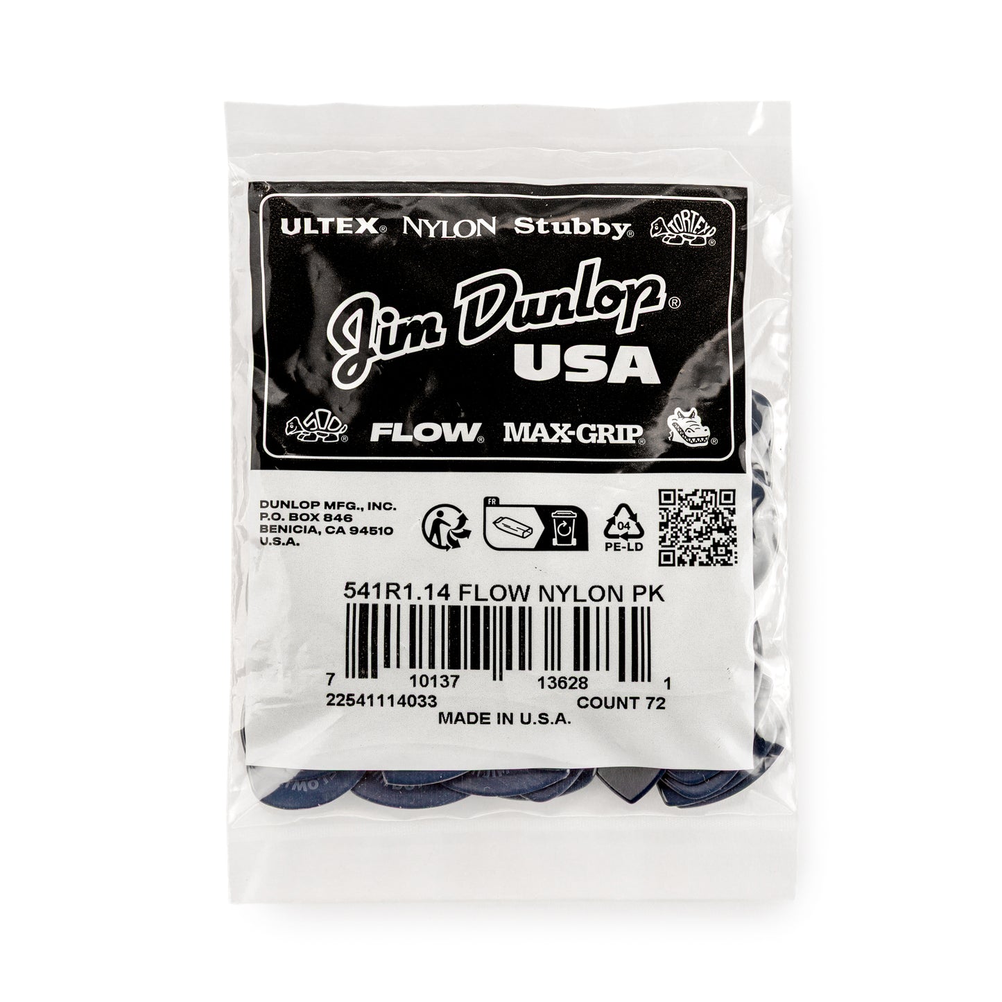 Jim Dunlop DUNLOP FLOW 1.14mm NYLON GUITAR PICK REFILL BAG 72-PACK - 541R114