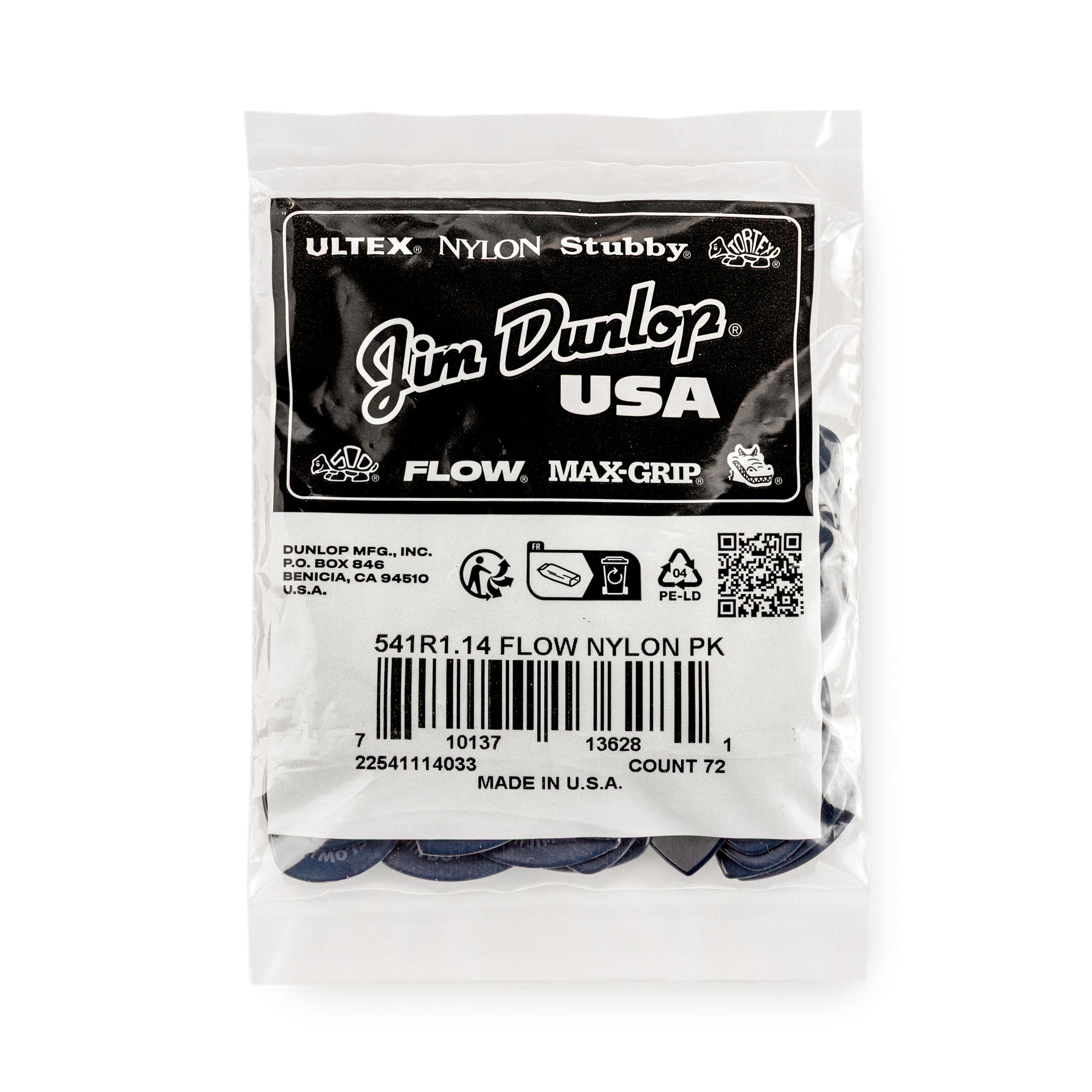 Jim Dunlop DUNLOP FLOW 1.14mm NYLON GUITAR PICK REFILL BAG 72-PACK - 541R114