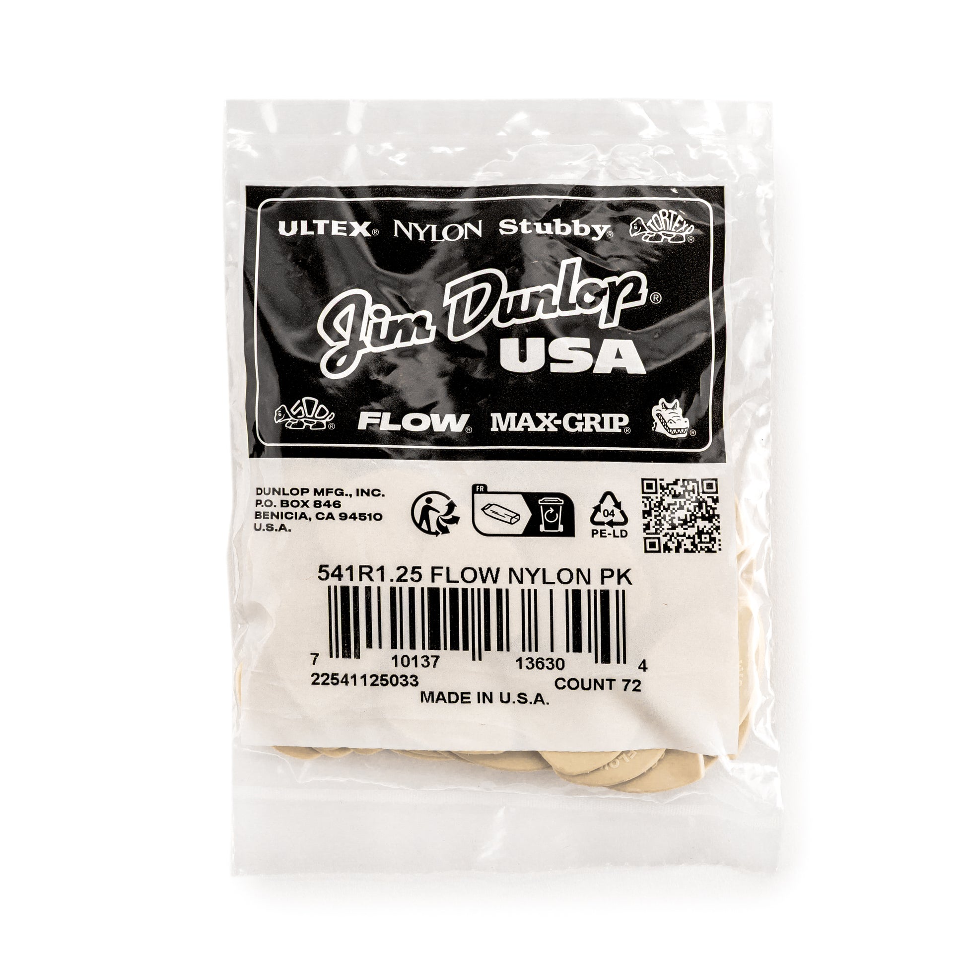 Jim Dunlop DUNLOP FLOW 1.25mm NYLON GUITAR PICK REFILL BAG 72-PACK - 541R125