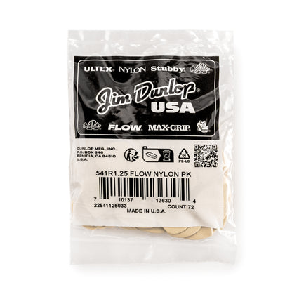 Jim Dunlop DUNLOP FLOW 1.25mm NYLON GUITAR PICK REFILL BAG 72-PACK - 541R125