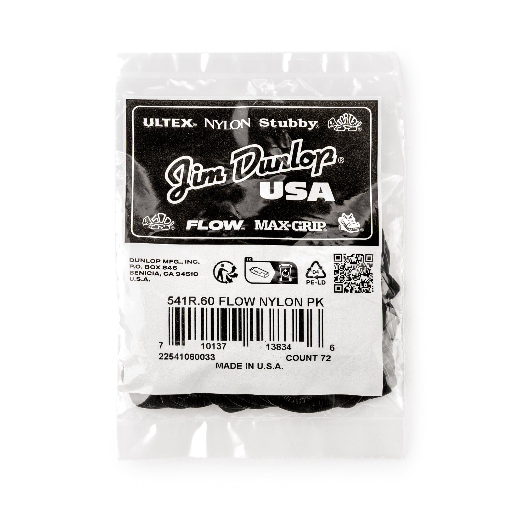 Jim Dunlop DUNLOP FLOW .60mm NYLON GUITAR PICK REFILL BAG 72-PACK - 541R060