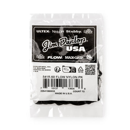 Jim Dunlop DUNLOP FLOW .60mm NYLON GUITAR PICK REFILL BAG 72-PACK - 541R060