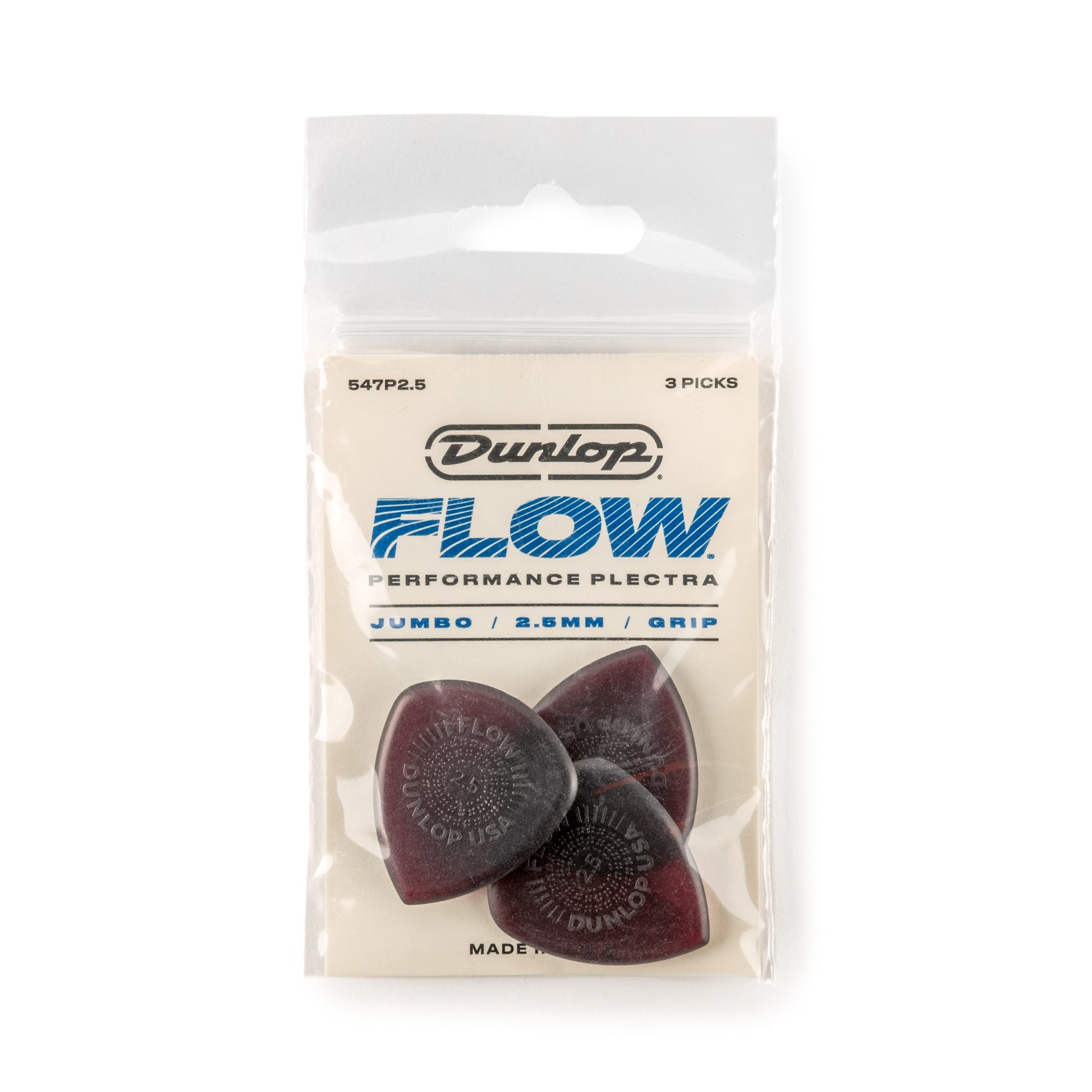 Jim Dunlop DUNLOP FLOW 2.5mm JUMBO GRIP GUITAR PICK PLAYER'S PACK 03-PACK - 547P250