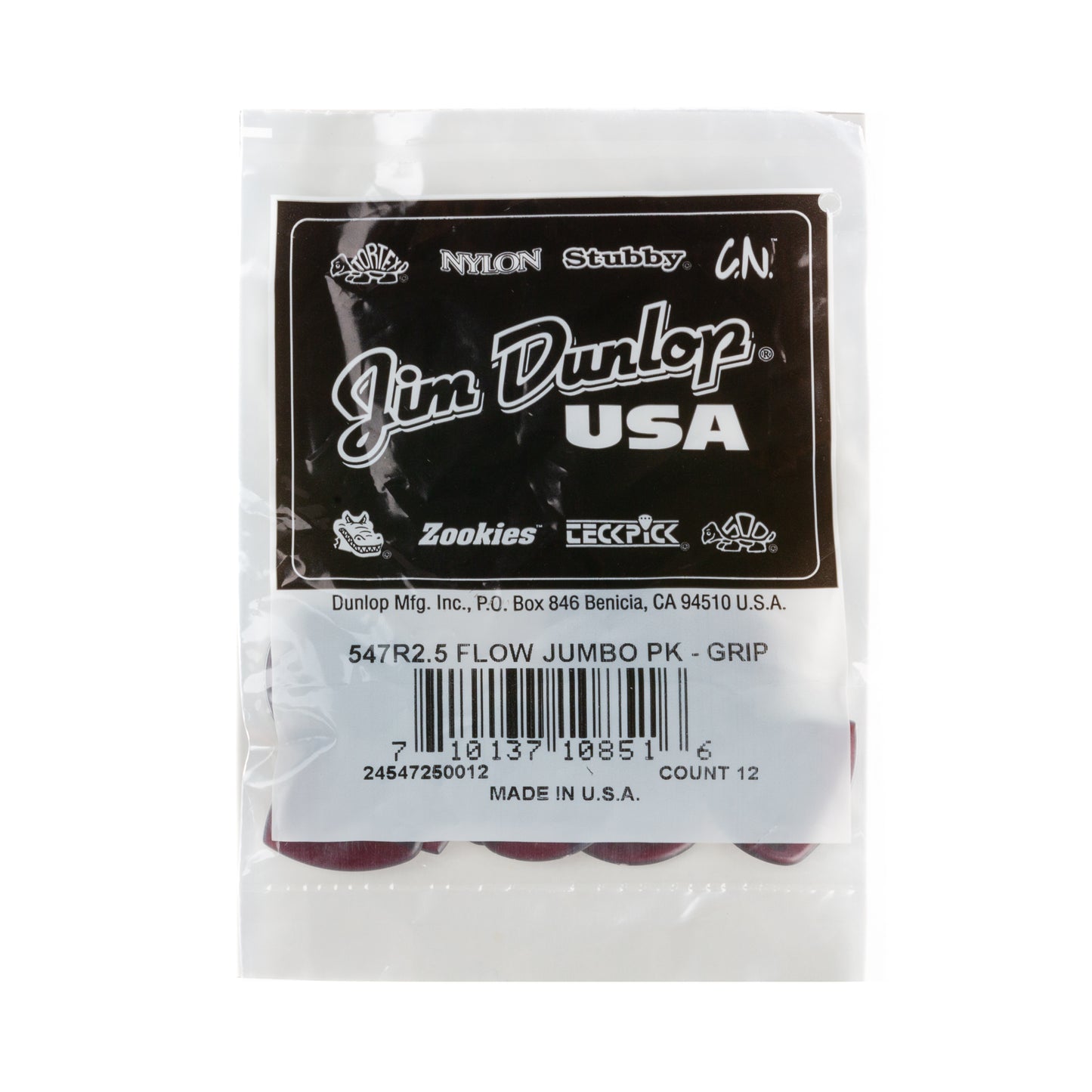 Jim Dunlop DUNLOP FLOW 2.5mm JUMBO GRIP GUITAR PICK PLAYER'S PACK 12-PACK - 547R250