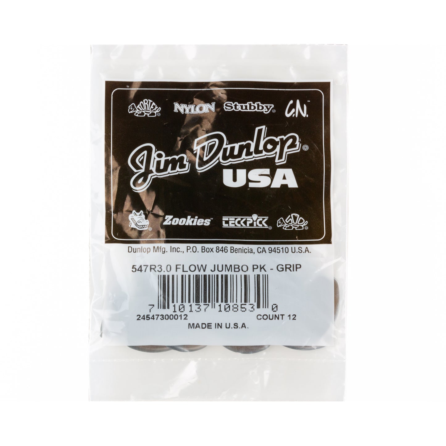 Jim Dunlop DUNLOP FLOW 3.0mm JUMBO GRIP GUITAR PICK PLAYER'S PACK 12-PACK - 547R300