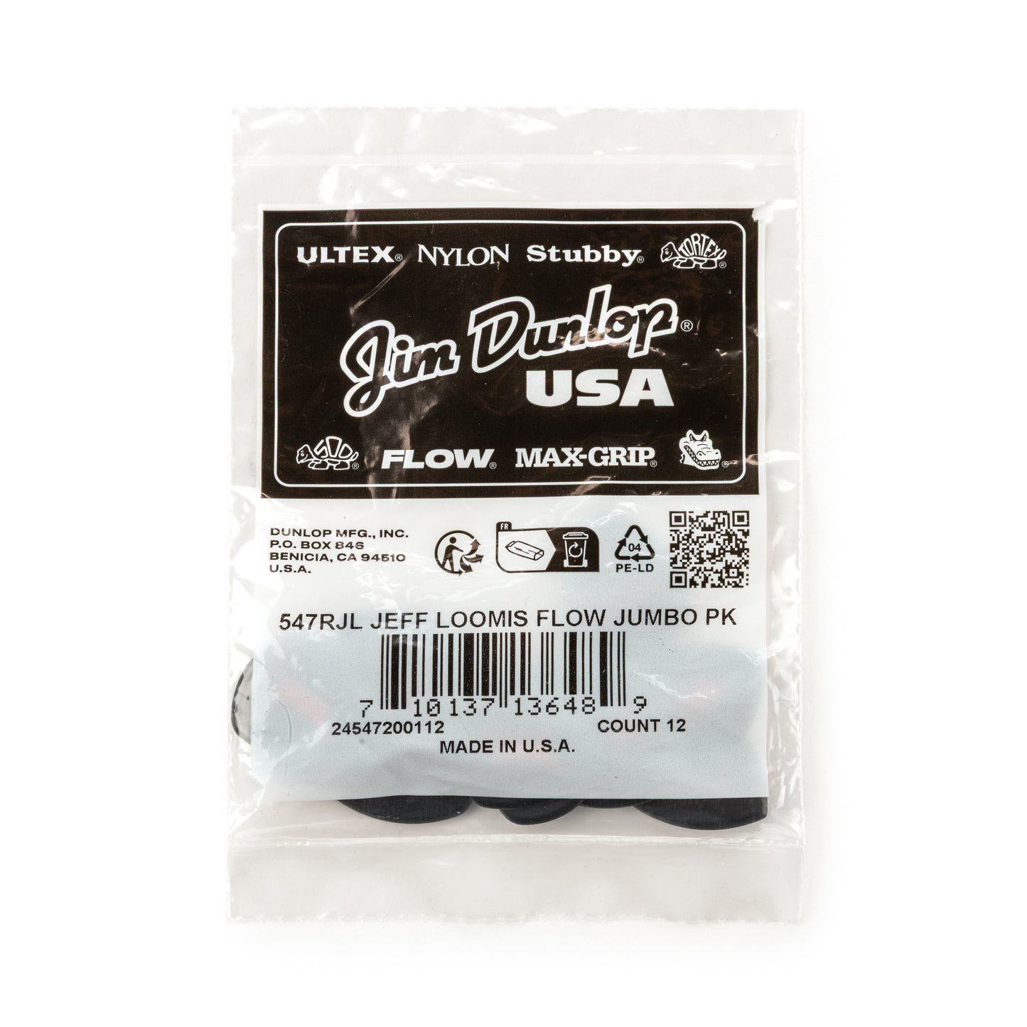 Jim Dunlop DUNLOP JEFF LOOMIS 2.0mm CUSTOM FLOW JUMBO GUITAR PICK REFILL BAG 12-PACK - 547RJL