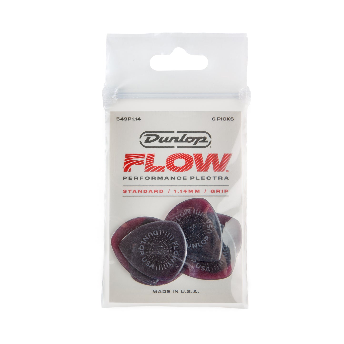 Jim Dunlop DUNLOP FLOW 1.14mm STANDARD GUITAR PICK PLAYER'S PACK 06-PACK - 549P114