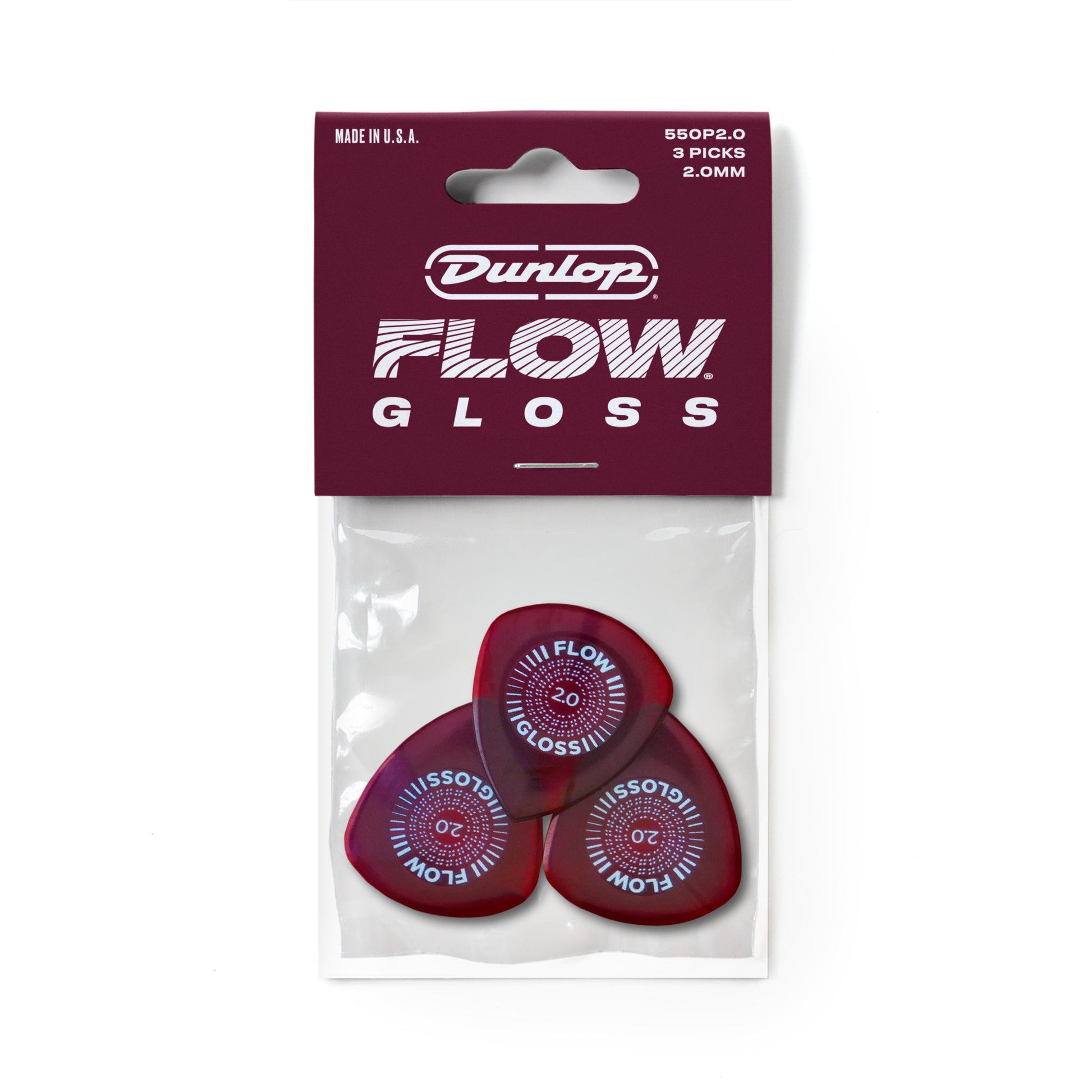 Jim Dunlop DUNLOP FLOW 2.0mm GLOSS GUITAR PICK PLAYER'S PACK 03-PACK - 550P200