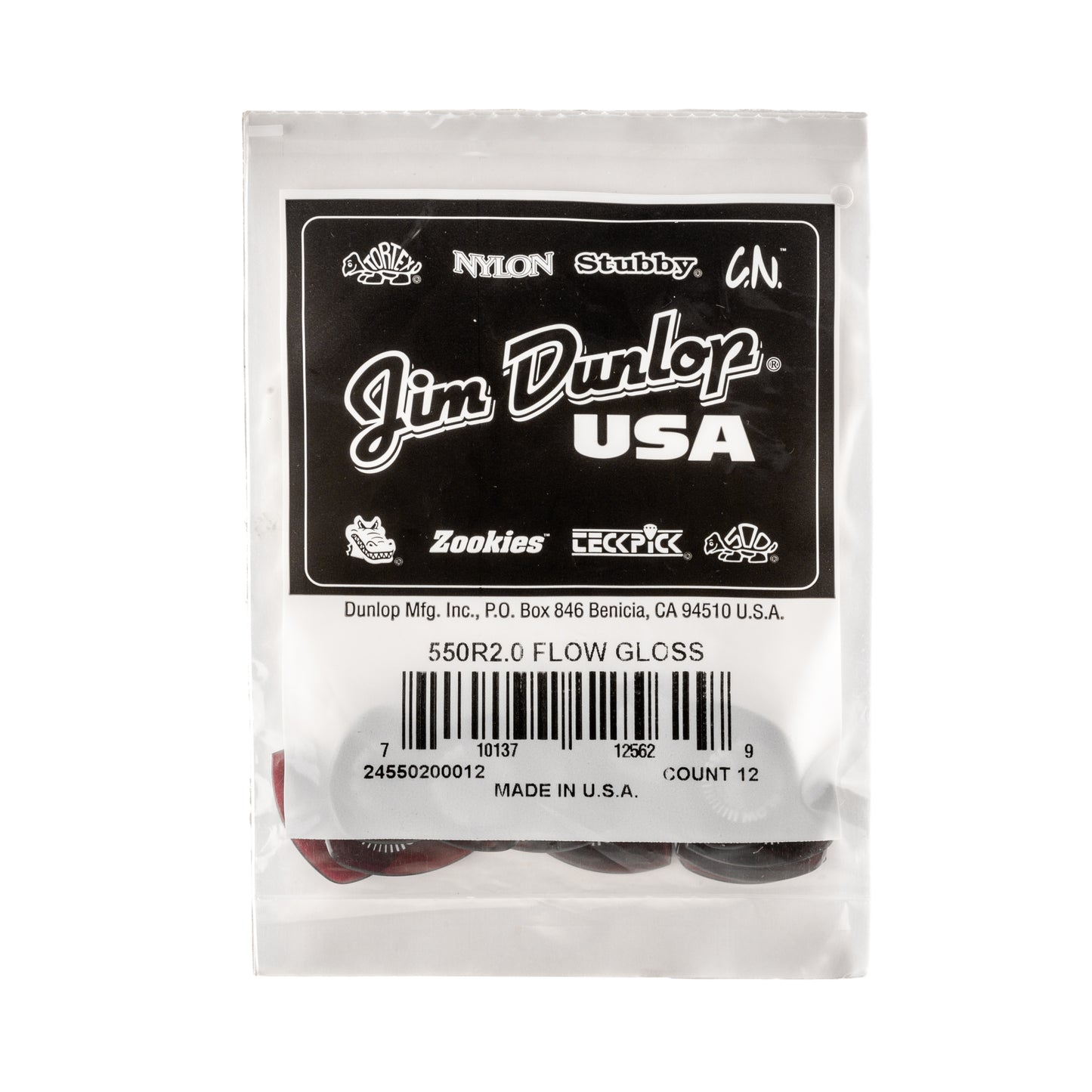 Jim Dunlop DUNLOP FLOW 2.0mm GLOSS GUITAR PICK REFILL BAG 12-PACK - 550R200