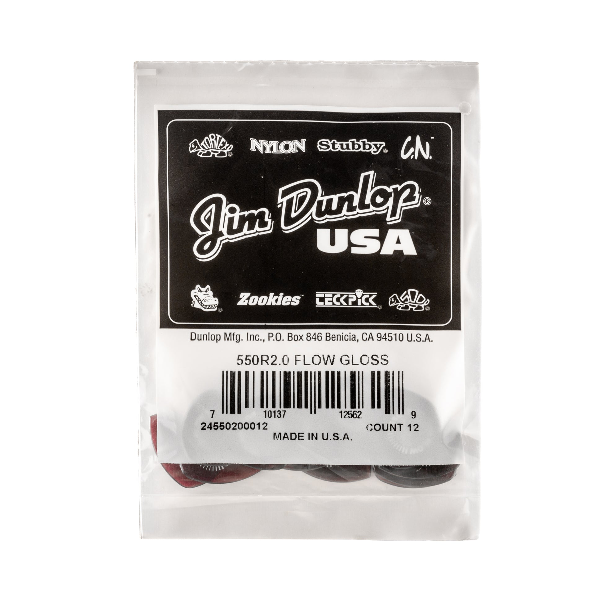 Jim Dunlop DUNLOP FLOW 2.0mm GLOSS GUITAR PICK REFILL BAG 12-PACK - 550R200