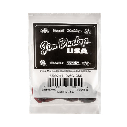 Jim Dunlop DUNLOP FLOW 2.0mm GLOSS GUITAR PICK REFILL BAG 12-PACK - 550R200