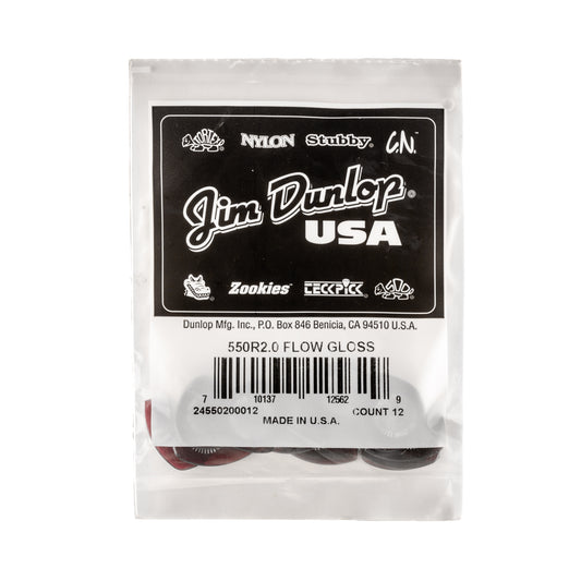 Jim Dunlop DUNLOP FLOW 2.0mm GLOSS GUITAR PICK REFILL BAG 12-PACK - 550R200
