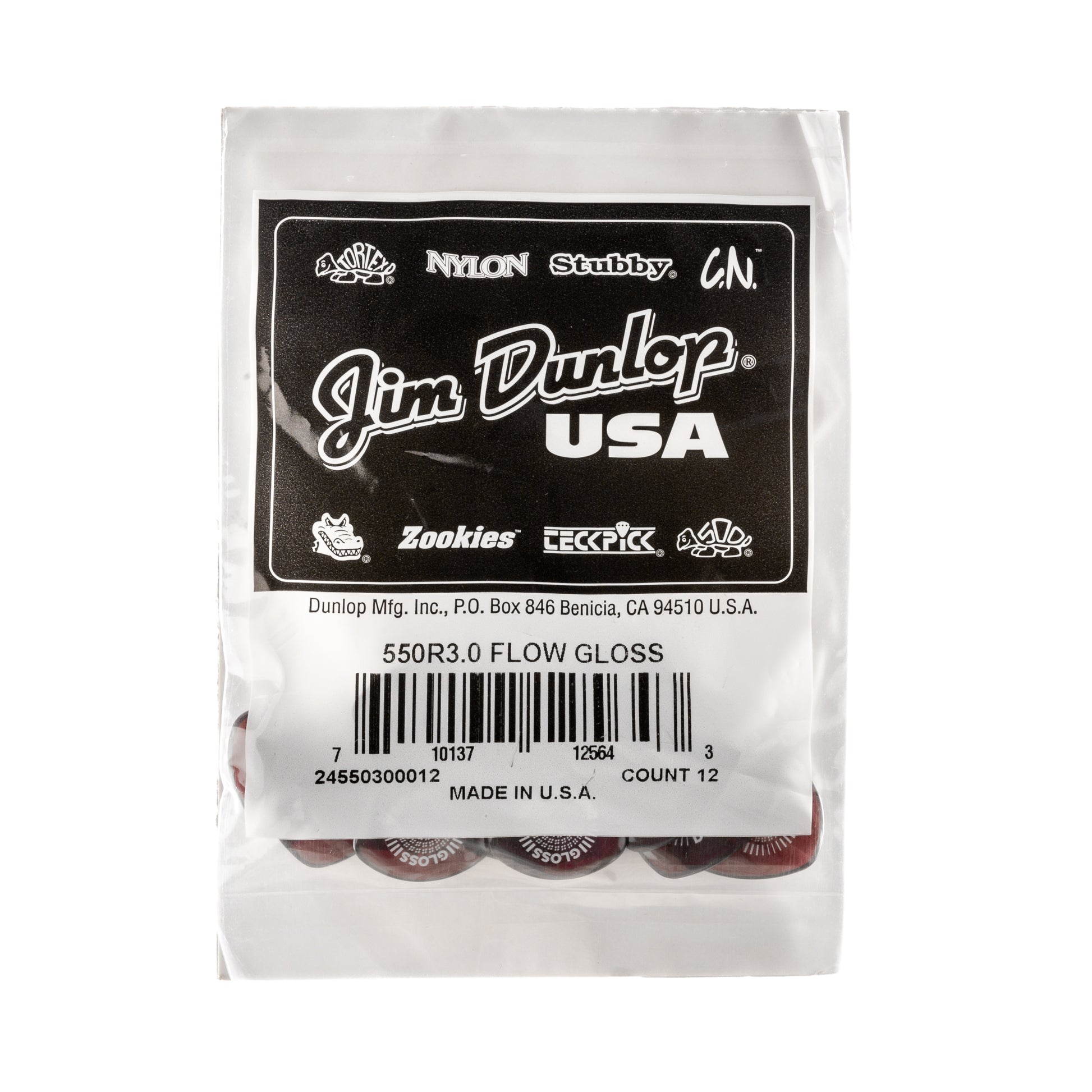 Jim Dunlop DUNLOP FLOW 3.0mm GLOSS GUITAR PICK REFILL BAG 12-PACK - 550R300
