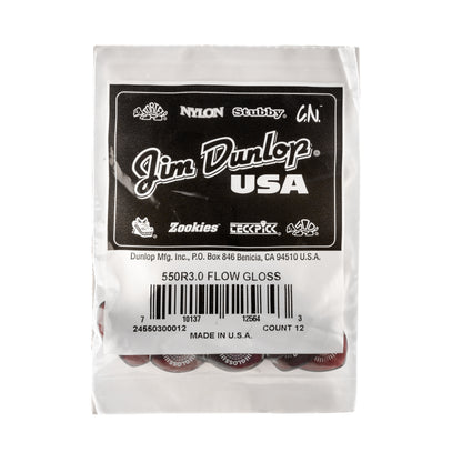 Jim Dunlop DUNLOP FLOW 3.0mm GLOSS GUITAR PICK REFILL BAG 12-PACK - 550R300