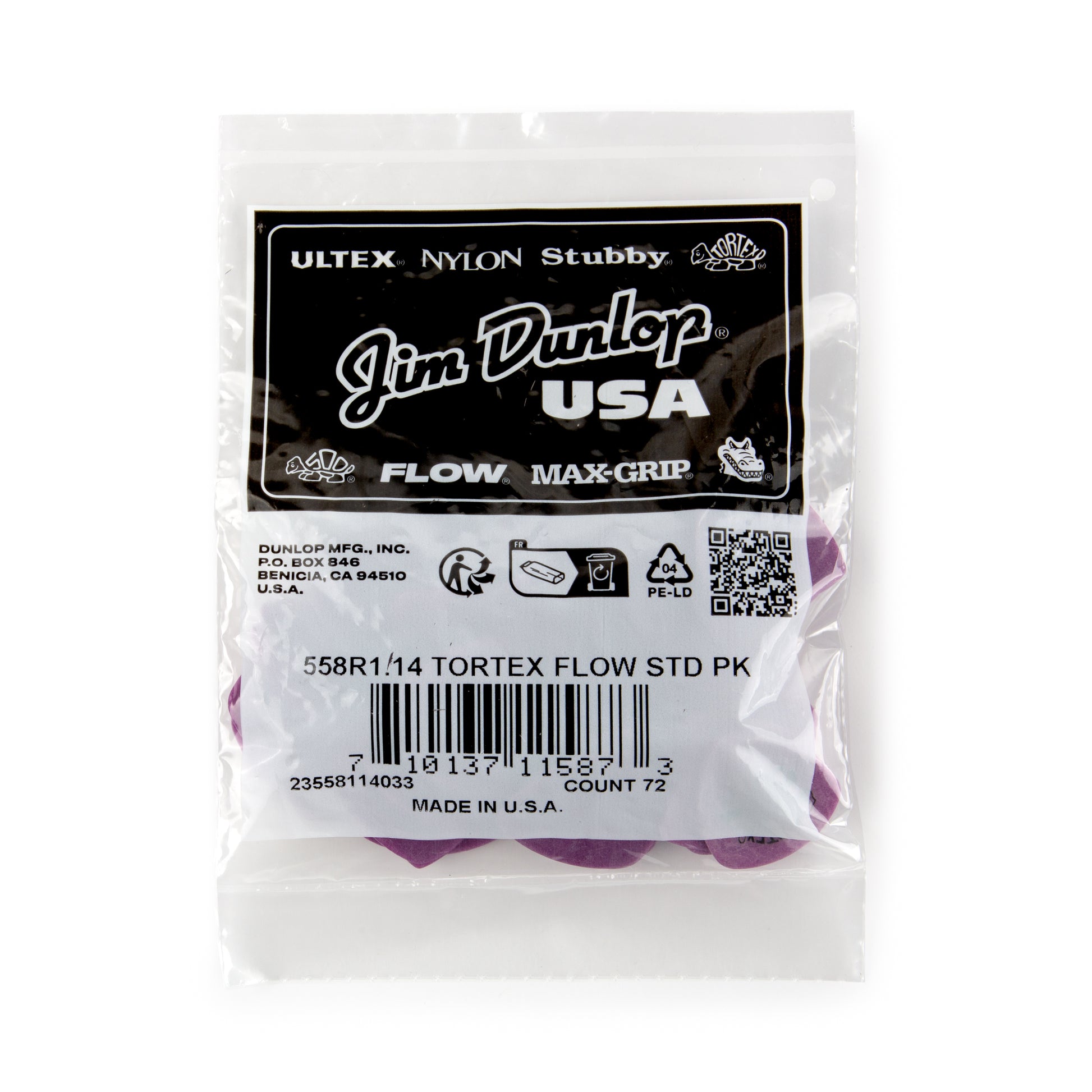 Jim Dunlop DUNLOP TORTEX 1.14mm FLOW GUITAR PICK REFILL BAG 72-PACK - 558R114