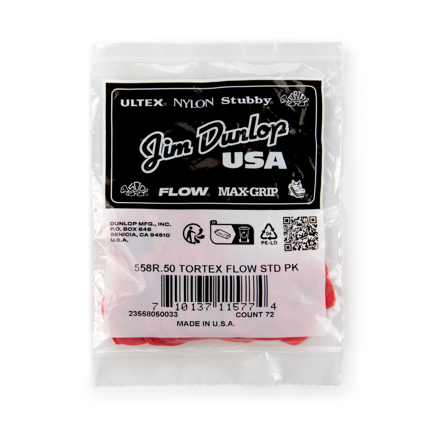 Jim Dunlop DUNLOP TORTEX .50mm FLOW GUITAR PICK REFILL BAG 72-PACK - 558R050