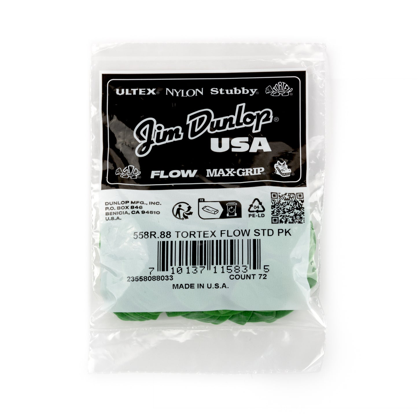 Jim Dunlop DUNLOP TORTEX .88mm FLOW GUITAR PICK REFILL BAG 72-PACK - 558R088