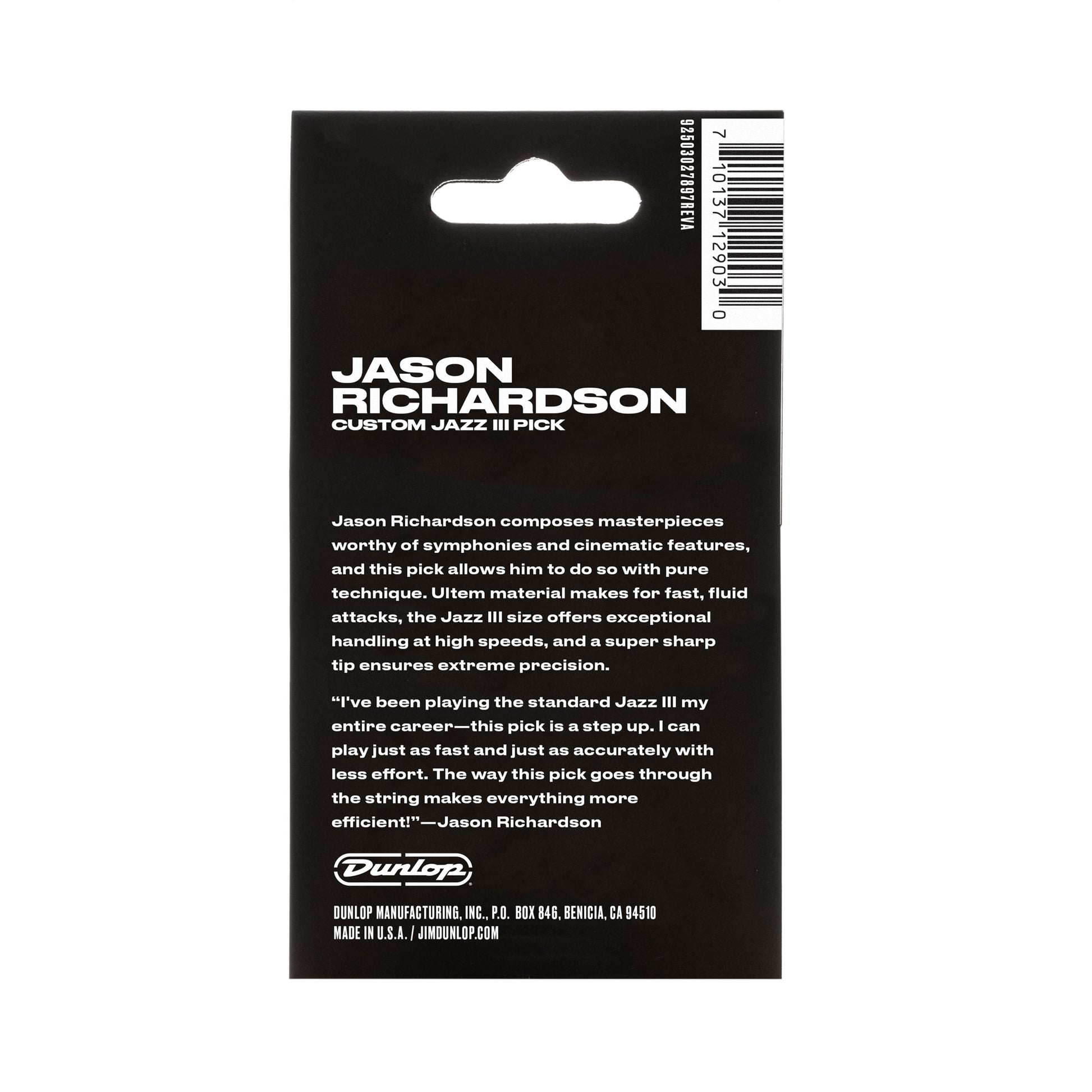 Jim Dunlop DUNLOP JASON RICHARDSON 1.38mm CUSTOM JAZZ III GUITAR PICK PLAYER'S PACK 06-PACK - 561PJR