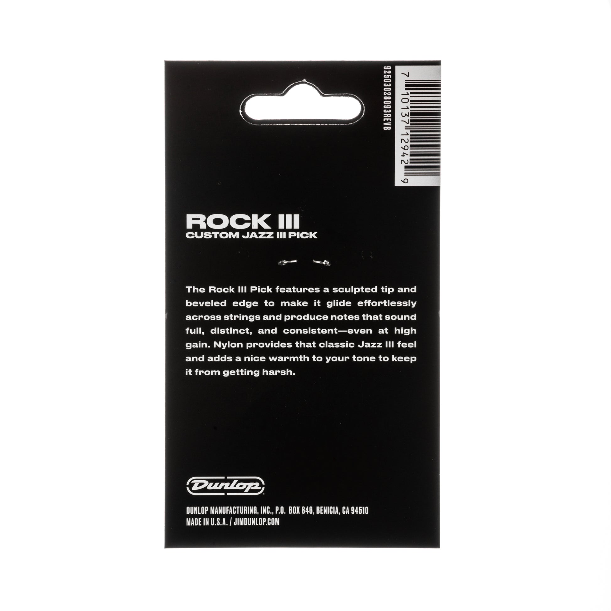Jim Dunlop DUNLOP ROCK III NYLON 1.38mm CUSTOM JAZZ III GUITAR PICK PLAYER'S PACK 06-PACK - 570P138