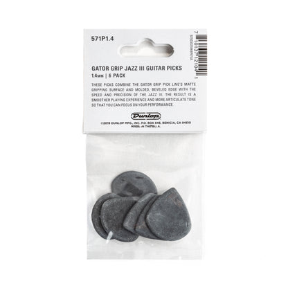 Jim Dunlop DUNLOP GATOR GRIP 1.4mm JAZZ III GUITAR PICK PLAYER'S PACK 06-PACK - 571P140