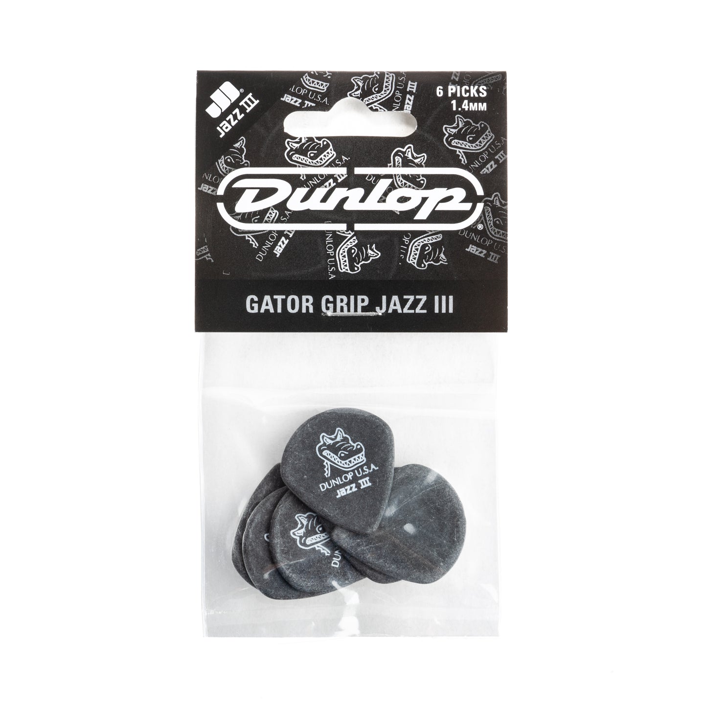Jim Dunlop DUNLOP GATOR GRIP 1.4mm JAZZ III GUITAR PICK PLAYER'S PACK 06-PACK - 571P140